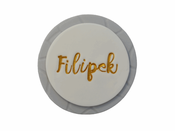 TABLICZKA PERSONALIZOWANA OKRĄGŁA – BIAŁA, KAMIENISTY PODKŁAD