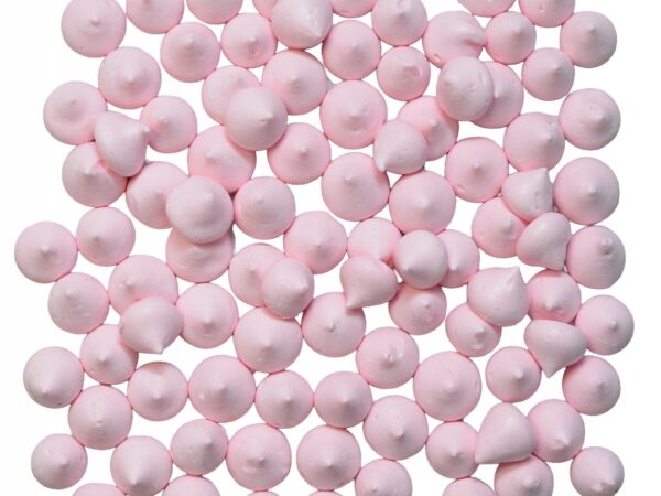 POSYPKA dekoracje na tort babeczki, MINI BEZIKI BEZY kropelki różowe 40g