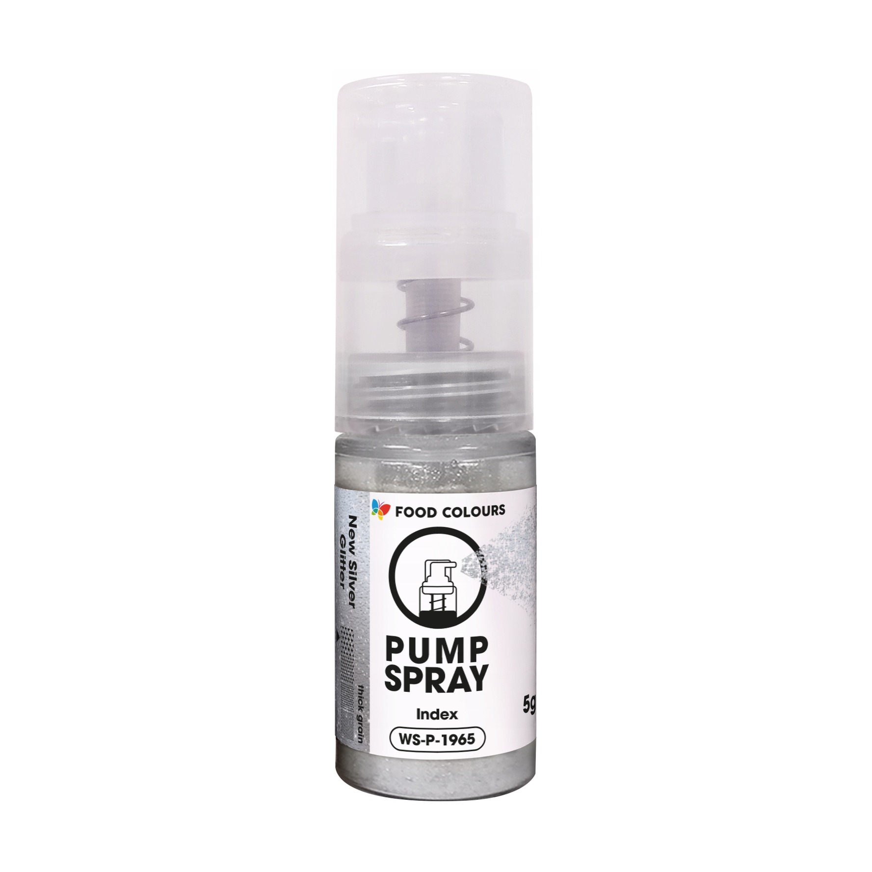 Srebrny brokat spożywczy z pompką do tortów Silver Glitter 5g Food Colours