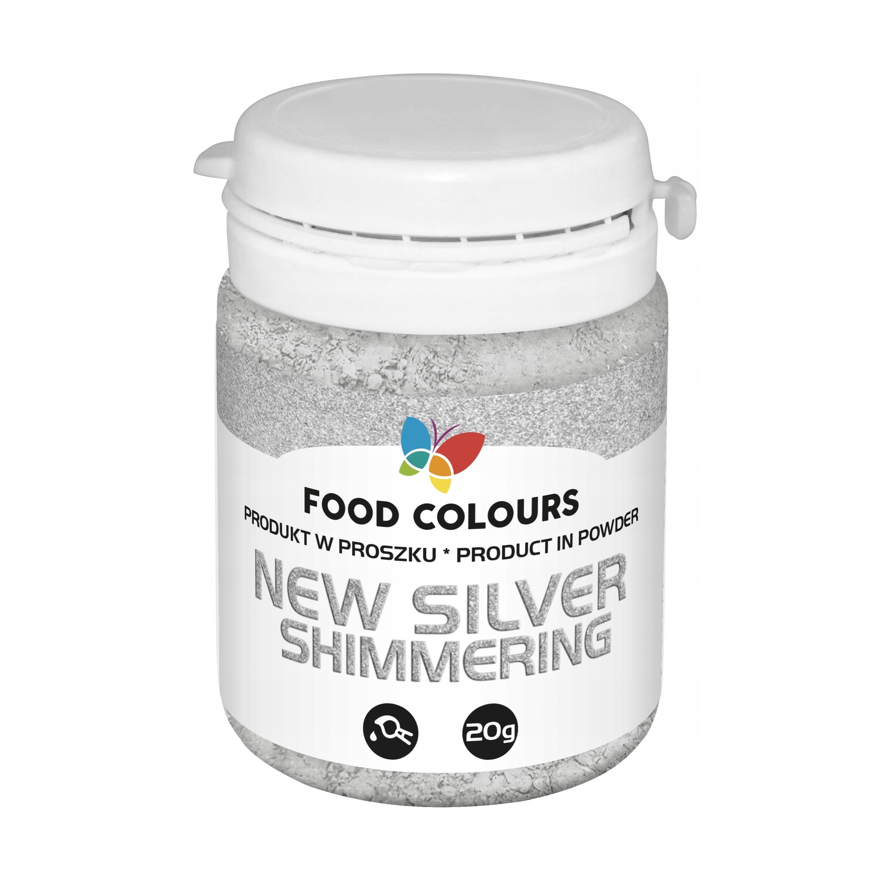 Srebrny pyłek spożywczy Silver Shimmering 20g połysk Food Colours