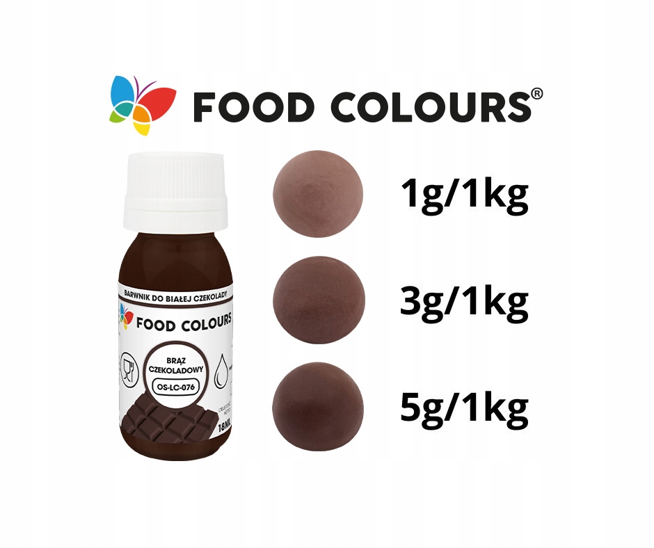 Barwnik do mas tłustych Chocolate Brown czekoladowy brąz Food Colours 18 ml