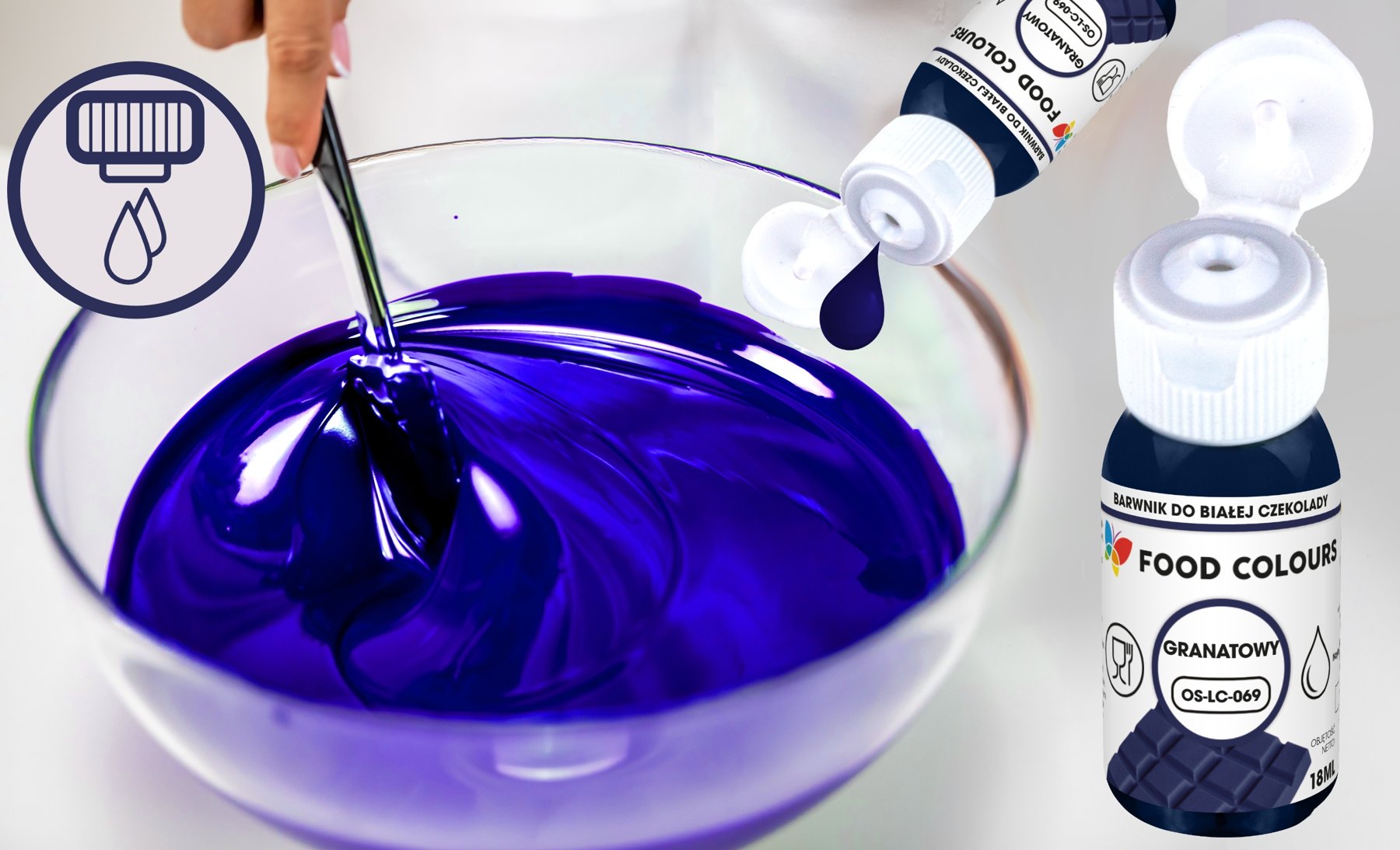 Barwnik spożywczy do mas tłustych Navy Blue granatowy Food Colours 18 ml
