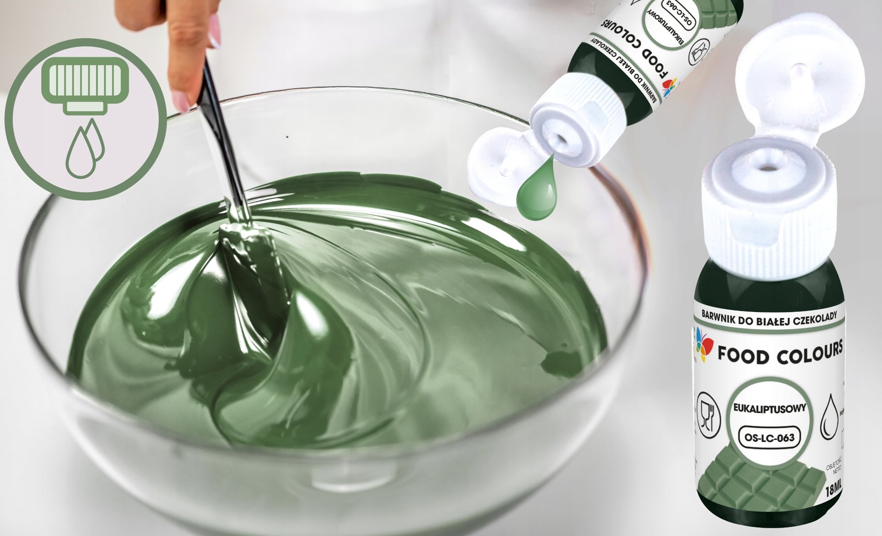 Barwnik do mas tłustych Eucalyptus eukaliptusowy Food Colours 18ml