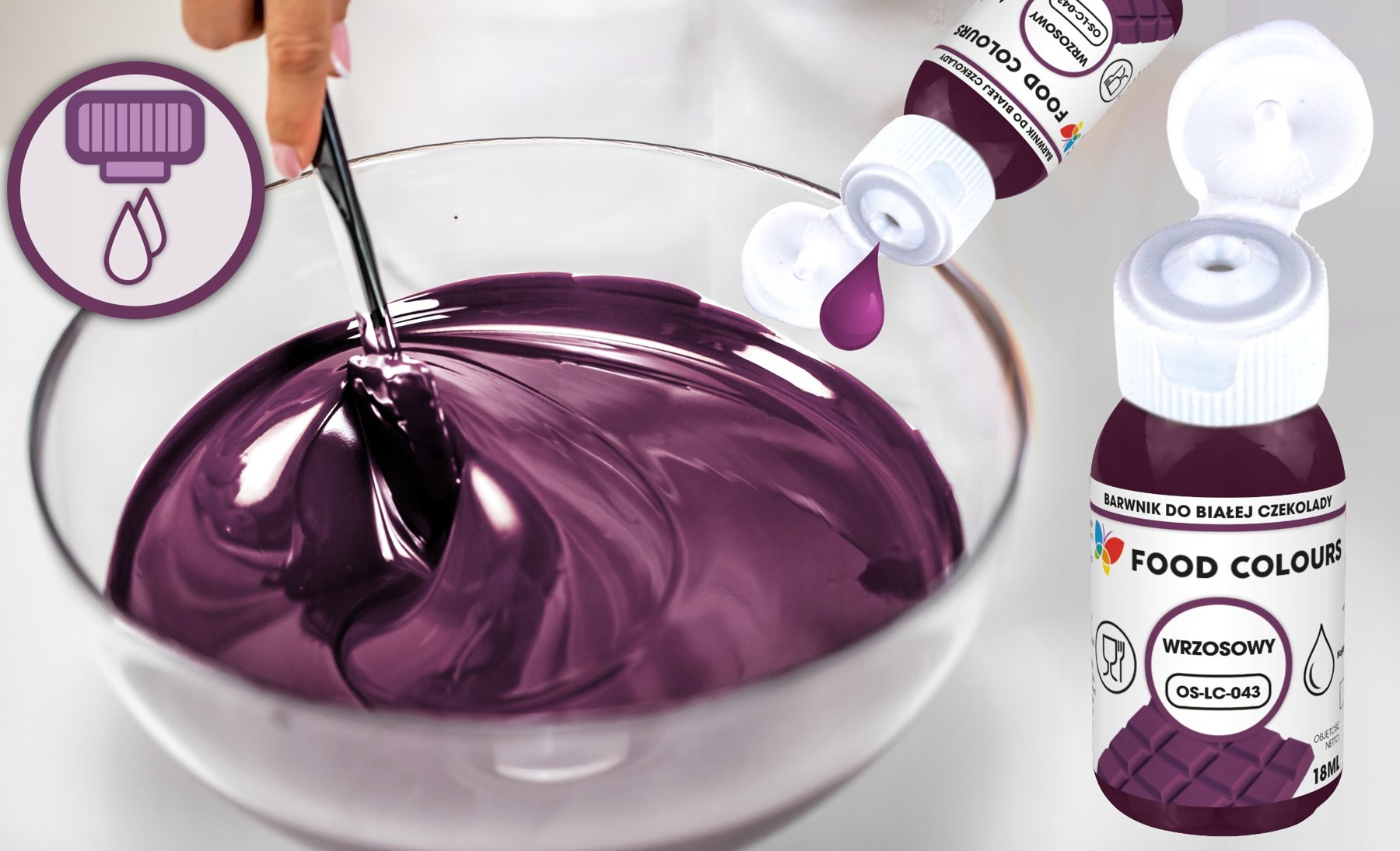 Barwnik spożywczy do mas tłustych Heather wrzosowy Food Colours 18ml